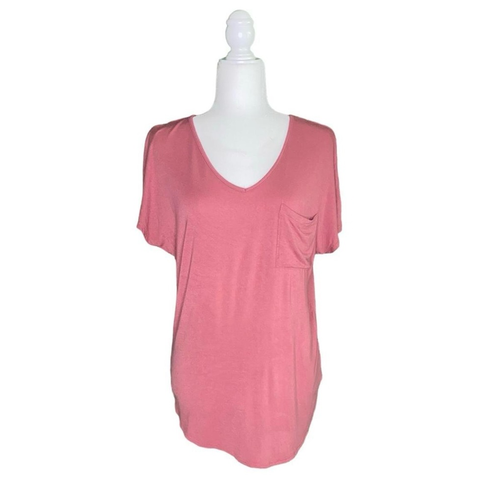 PINK RELAXED FIT V-NECK POCKET SHIRT · SIZE S - Picture 1 of 4